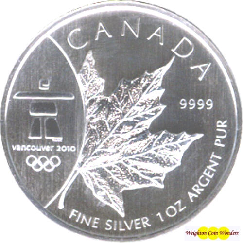 2008 1oz Silver Maple - 2010 WINTER OLYMPIC Privy - Click Image to Close